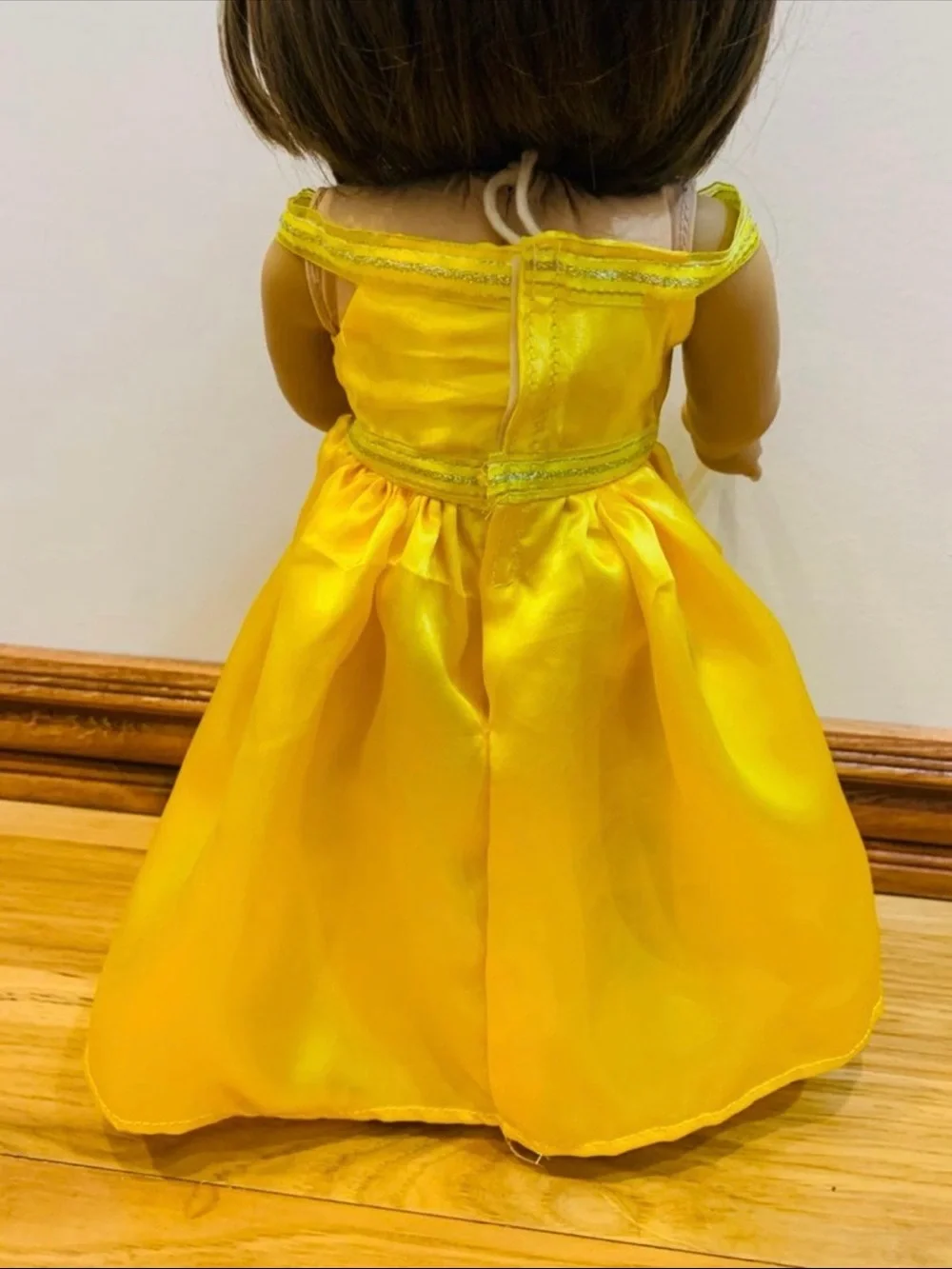 Yellow Satin Princess Gown for 18-Inch Dolls Handmade Fits American Girl